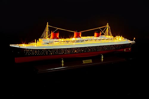 SS Normandie Modellschiff mit LED-Lichtern, 85,9 cm, Sonderausgabe, komplett montiert – LED-Leuchten SS Normandie Modell Schiff Geschenke für Männer Frauen 3D Kreuzfahrt Schreibtisch Dekor Paare von Seacraft Gallery