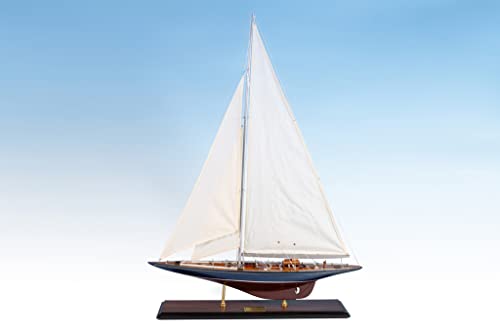 Seacraft Gallery Endeavour Bemaltes Modell Segelboot 69,8 cm – Holz handgefertigtes Segelschiff Boot Modell – Modell Segelboot Dekor – Amerikas Cup Segelschiffmodelle – Montierte Modellschiffe von Seacraft Gallery