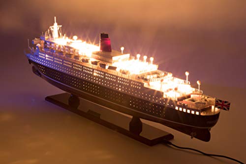 Seacraft Gallery Queen Elizabeth Modellschiff mit LED-Lichtern - 80.0 cm - komplett montiert - Erwachsene - Holz - realistisch, modern - Uni - nicht faltbar von Seacraft Gallery