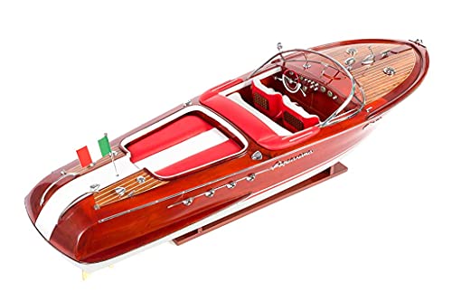 Seacraft Gallery Riva Aquarama Schiffsmodell 89,9 cm (rot/weiße Ledersitze) - komplett montiertes Spielzeug-Speedboot Modell - Holzspielzeug Boot Dekor - Riva Aquarama Boot Modell von Seacraft Gallery