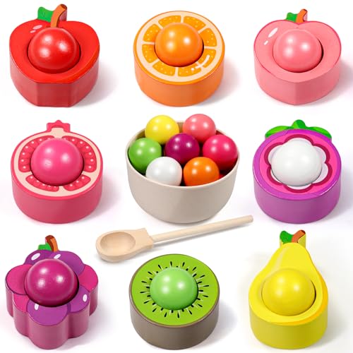Montessori Spielzeug ab 1 2 3 Jahr, Baby Motorikspielzeug Obst Holzspielzeug für Farbsortierung und Zählen, Geschenk für Mädchen Jungen 1 2 3 Jahre Montessori Spielzeug ab 1 2 3 Jahr, Baby Motorikspielzeug Obst Holzspielzeug für Farbsortierung und Zählen, Geschenk für Mädchen Jungen 1 2 3 Jahre von Seagoal