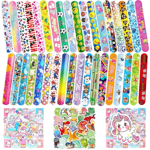 Seamart 24 Schnapparmband Kinder+ 50 Aufkleber, Bunte Armbänder mit Tier/Weltraum/Dinasour/Einhorn/Meerjungfrau Schnapparmbänder Mitgebsel Kindergeburtstag Gastgeschenke, für Kinder Jungen & Mädchen Seamart 24 Schnapparmband Kinder+ 50 Aufkleber, Bunte Armbänder mit Tier/Weltraum/Dinasour/Einhorn/Meerjungfrau Schnapparmbänder Mitgebsel Kindergeburtstag Gastgeschenke, für Kinder Jungen & Mädchen von Seamart