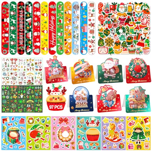 Seamart Weihnachten Schnapparmband Kinder Set, Klatscharmband, Schnapparmbänder, Bunte Armbänder Slap Armband Slap Bands Snap Bracelets, Mitgebsel Kindergeburtstag Gastgeschenke für Jungen & Mädchen von Seamart