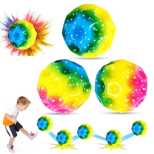 Astro Jump Ball Galaxy, 3 Sprünge Gummiball 7cm Planeten Hüpfbälle Hohe Moon Ball Gummiball Space Ball Bouncy Balls High Bouncing Bounciest Lightweight Sport Training für Kinder im Freien Spielzeug von Seasboes