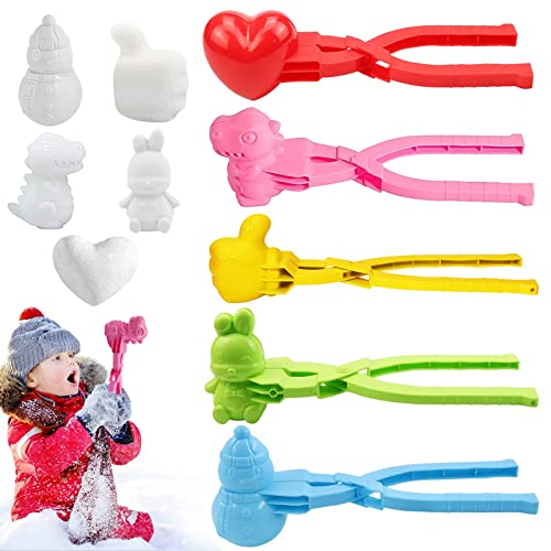 5 Stück Schneeball Former, Schneeballzange, Sandball Clip, Maker, Schneeformen Viele Formen Winter Outdoor Spielzeug für Schneeballschlacht Spiele, Winter Schnee Strand (D) von Seasboes