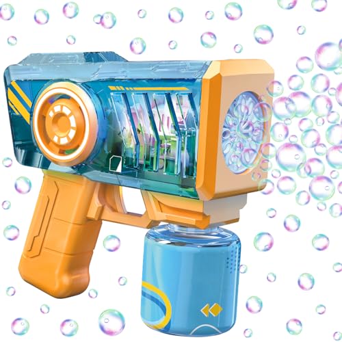 Seifenblasenpistole für Kinder, Automatische Seifenblasenpistole, Seifenblasenmaschine mit Seifenblasen Flüssigkeit 90 ml und LED Licht,Bubble Gun Machine für Sommer,Geburtstag,Hochzeit,Outdoor (Blau) von Seasboes
