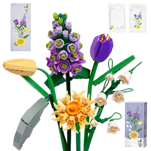 Seasboes Blumenstrauß Bausteine Set, Blumen Bauspielzeugsets, Künstliche Blume Bausteine Kit, DIY Spielzeug Bouquet Baustein, 534 teilige botanische Sammlung für Kinder Home Deko Zimmerdeko Geschenk von Seasboes