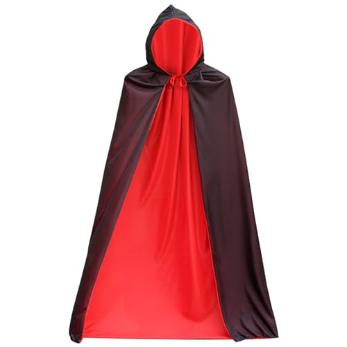 Halloween Kostüm Set, Halloween Umhang, Schwarz Umhang mit Kapuze Cape, Kostüm Sensenmann mit 20 Halloween Kmporäre Tattoos, Vampir Kostüm für Halloween Party Cosplay, Alter 4–12 Jahre (120cm -B) von Seasboes