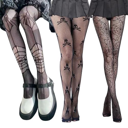 Halloween Kostüm Skelett, Skelett Strumpfhose, Halloween Hostüm Damen, Spinnennetz Strumpfhose für Erwachsene Halloween, Karneval, Mottoparty, Tag Der Toten Festival Karneval Strümpfe von Seasboes
