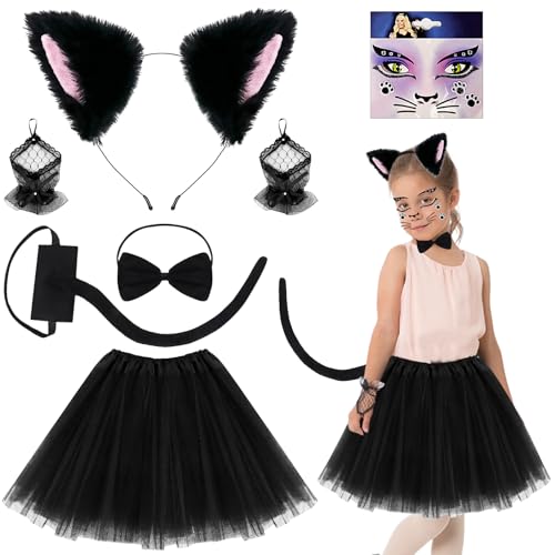 Katzenkostüm Kinder, Tierkostüm Set für Kinder, Katzenkostüm Kinder, Carnival Tierkostüm für Kinder mit Katzenohren-Stirnband, Schwarzem Tutu Katzenschwanz Für Karneval Fasching Motto Cosplay Party(A) Katzenkostüm Kinder, Tierkostüm Set für Kinder, Katzenkostüm Kinder, Carnival Tierkostüm für Kinder mit Katzenohren-Stirnband, Schwarzem Tutu Katzenschwanz Für Karneval Fasching Motto Cosplay Party(A) von Seasboes