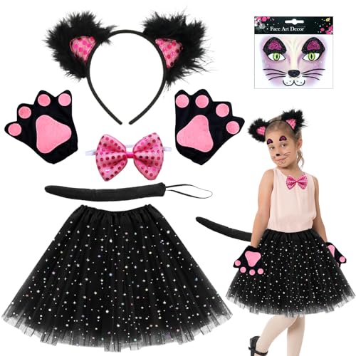 Katzenkostüm Kinder, Tierkostüm Set für Kinder, Katzenkostüm Kinder, Carnival Tierkostüm für Kinder mit Katzenohren-Stirnband, Schwarzem Tutu Katzenschwanz Für Karneval Fasching Motto Cosplay Party(B) Katzenkostüm Kinder, Tierkostüm Set für Kinder, Katzenkostüm Kinder, Carnival Tierkostüm für Kinder mit Katzenohren-Stirnband, Schwarzem Tutu Katzenschwanz Für Karneval Fasching Motto Cosplay Party(B) von Seasboes