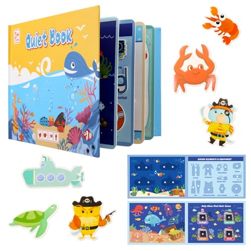 Montessori Quiet Book, Sensorisches Buch Interactive Busy Book Spielzeug Ruhiges Buch Montessori Toddlers Puzzle Buch Educational Toy Book Vorschule Rätselbuch für Kinder ab 2 Jahr (Unterwasserwelt) von Seasboes