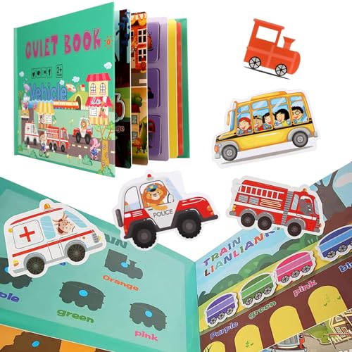 Montessori Quiet Book, Sensorisches Buch Interactive Busy Book Spielzeug Ruhiges Buch Montessori Toddlers Puzzle Buch Educational Toy Book Vorschule Rätselbuch für Kinder ab 2 Jahr (Verkehr) von Seasboes
