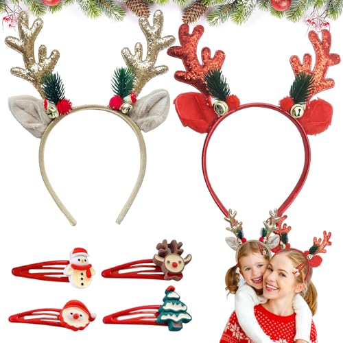 Seasboes 2 Stück Haarreif Weihnachten, Neuheit Weihnachtsfeier Kopfschmuck Set, Weihnachts Haarschmuck, Rentier/Elch Geweih Haarreif Weihnachts Stirnbander Rot, Haarspangen Weihnachten Haarschmuck Seasboes 2 Stück Haarreif Weihnachten, Neuheit Weihnachtsfeier Kopfschmuck Set, Weihnachts Haarschmuck, Rentier/Elch Geweih Haarreif Weihnachts Stirnbander Rot, Haarspangen Weihnachten Haarschmuck von Seasboes