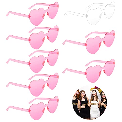 Seasboes 8 Stück Farben Party Brille, Randlose Brille, Herzform Sonnenbrille, Hippie Brille, Retro Farbige Gläser, Lustige Partybrillen für Geburtstagsfeier Hochzeit Foto Requisiten Maskerade (B) von Seasboes