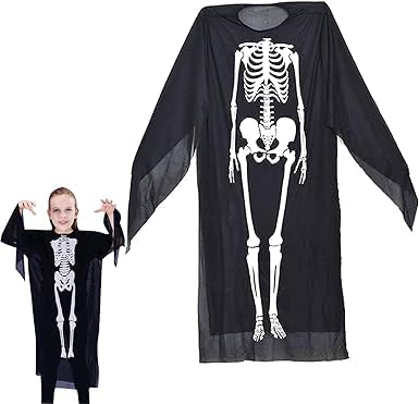 Seasboes Kinder Skelett Kostüm, Halloween Kinder Kostüm, 90cm Halloween Skelett Overall, Unheimlich Fancy Kleid Outfit, Gruseliges Zombie Halloween Karneval Kostüm für Kinder Jungen Mädchen Cosplay Seasboes Kinder Skelett Kostüm, Halloween Kinder Kostüm, 90cm Halloween Skelett Overall, Unheimlich Fancy Kleid Outfit, Gruseliges Zombie Halloween Karneval Kostüm für Kinder Jungen Mädchen Cosplay von Seasboes