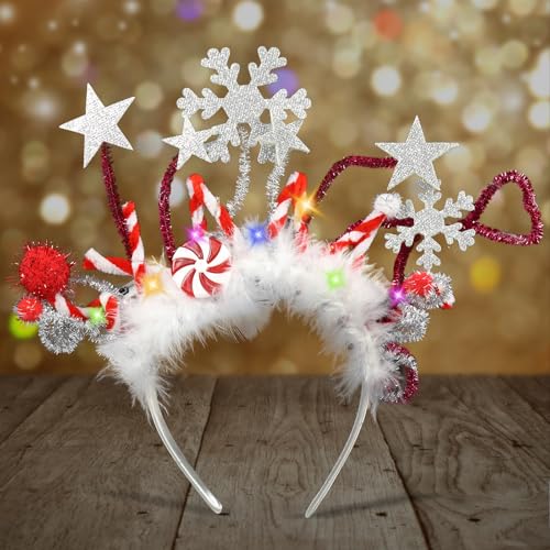 Seasboes Leuchtet Weihnachten Stirnband,Leuchtende Schneeflocken Stirnband,Haarschmuck für Frauen und Mädchen,LED Haarreifen Weihnachten,Leuchtendes Stern-Stirnband,Glitzernde für Weihnachten Zubehör Seasboes Leuchtet Weihnachten Stirnband,Leuchtende Schneeflocken Stirnband,Haarschmuck für Frauen und Mädchen,LED Haarreifen Weihnachten,Leuchtendes Stern-Stirnband,Glitzernde für Weihnachten Zubehör von Seasboes