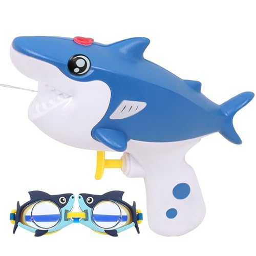 Wasserpistole für Kinder 2 Stück, Wasserspritzpistole Spielzeug, Cartoon Schwimm Brille Schnorchelausrüstung, Hai Design Wasserpistolen für Strand, Pool Partys und Aktivitäten im Freien von Seasboes