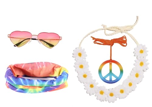 Seawhisper Hippie Accessoires 70er 80er 90er Jahre Kleidung Damen Brille Kette Sonnenbrillen Haarband Schmuck Ohrringe Flower Power Abba Kostüm Seawhisper Hippie Accessoires 70er 80er 90er Jahre Kleidung Damen Brille Kette Sonnenbrillen Haarband Schmuck Ohrringe Flower Power Abba Kostüm von Seawhisper
