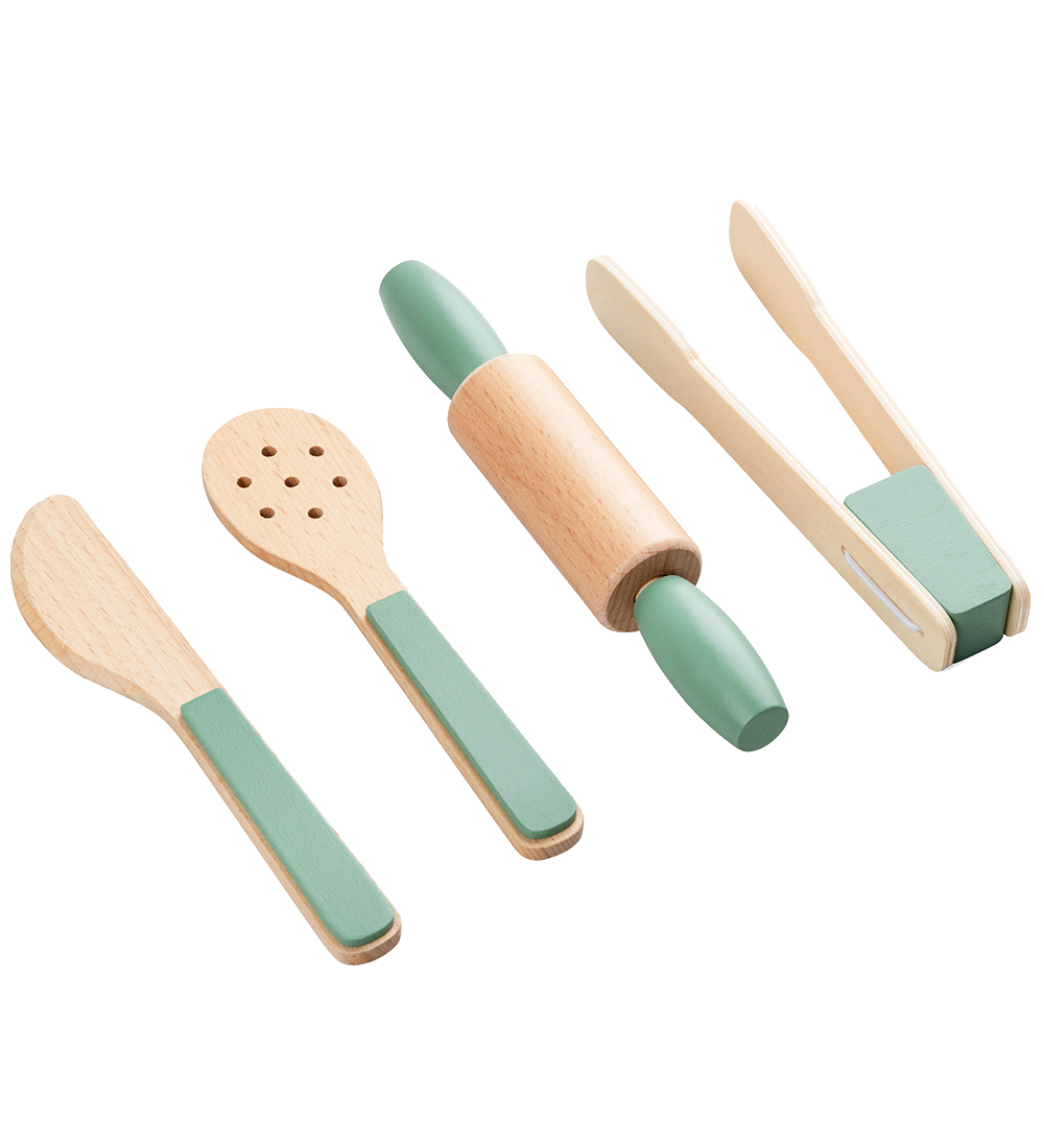 Sebra Holzspielzeug - Küchenutensilien-Set - Grün - Sebra - One Size - Spielküchen von Sebra