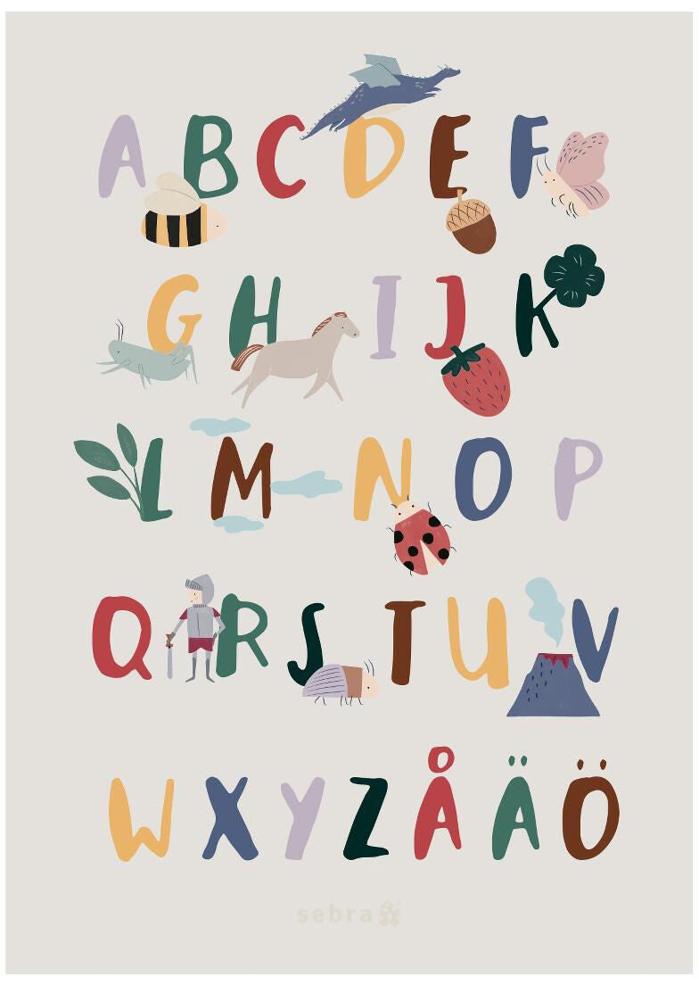 Sebra Poster Alphabet A-Ö Pixie/Dragon Tale von Sebra