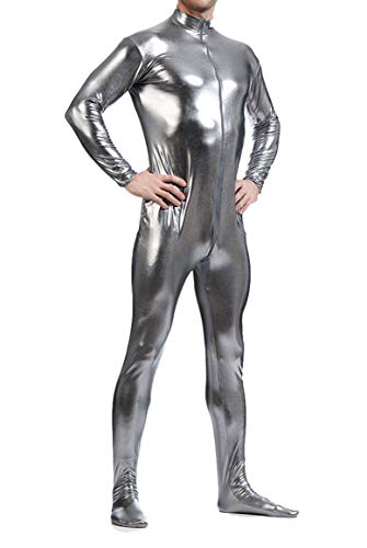 Seeksmile Unisex Metallic Bodysuit Zentai ohne Kapuze Erwachsene Glänzend Einteiler Spandex Body Anzug Halloween Kostüm, GRAU, XXL Seeksmile Unisex Metallic Bodysuit Zentai ohne Kapuze Erwachsene Glänzend Einteiler Spandex Body Anzug Halloween Kostüm, GRAU, XXL von Seeksmile