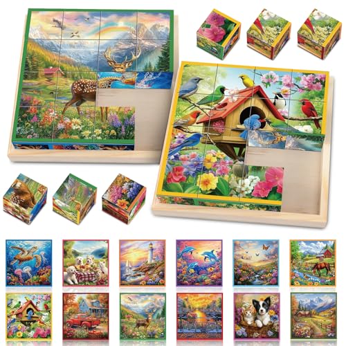 Seenelling 2 Set großes Stück für Senioren mit Demenz, Alzheimer, Parkinson, 6 Puzzles in 1 Holzwürfel Puzzle mit stabilem Tablett, 16 Stück Demenzaktivitäten, Puzzles für ältere Menschen mit Demenz Seenelling 2 Set großes Stück für Senioren mit Demenz, Alzheimer, Parkinson, 6 Puzzles in 1 Holzwürfel Puzzle mit stabilem Tablett, 16 Stück Demenzaktivitäten, Puzzles für ältere Menschen mit Demenz von Seenelling