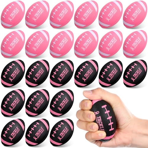Seenelling 24 Stück Brustkrebs-Bewusstseins-Bälle mit rosa Schleife, 8,9 cm, Mini-Schaumstoff-Fußbälle für Brustbewusstsein, Geschenke, Fußball, Partygeschenke, Stressabbau-Zubehör (Schwarz, Rosa) Seenelling 24 Stück Brustkrebs-Bewusstseins-Bälle mit rosa Schleife, 8,9 cm, Mini-Schaumstoff-Fußbälle für Brustbewusstsein, Geschenke, Fußball, Partygeschenke, Stressabbau-Zubehör (Schwarz, Rosa) von Seenelling