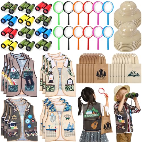 Seenelling 60 Stück Entdecker-Kostüme für Kinder, mit Kunststoffhüten, Safari-Tasche, Weste, Handlupe für Partyzubehör Seenelling 60 Stück Entdecker-Kostüme für Kinder, mit Kunststoffhüten, Safari-Tasche, Weste, Handlupe für Partyzubehör von Seenelling