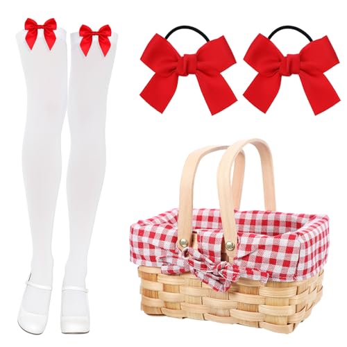 Seenelling Halloween-Kostüme für Damen, Satin-Schleife, Oberschenkelhöhe, Raufaser, Picknick-Körbe, Schleife, Haarband, 4 Stück, Rot/Ausflug, einfarbig (Getaway Solids), 9.44x7.48x5.11inches von Seenelling