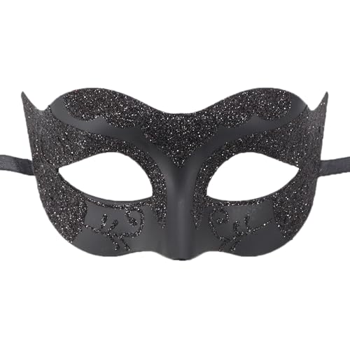 Seglorwy Maskenball-Maske für Herren, venezianischer Stil, Vintage-Maskenball, Halloween, Weihnachten, Schwarz mit Glitzer von Seglorwy