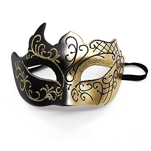 Seglory Venezianische Masken, Maskerade Maske Venezianischen Cosplay Fasching Verkleidung Maskenball Venedig Karneval Mottoparty Kostüm Maske für Herren und Damen (Schwarz Gold) von Seglory