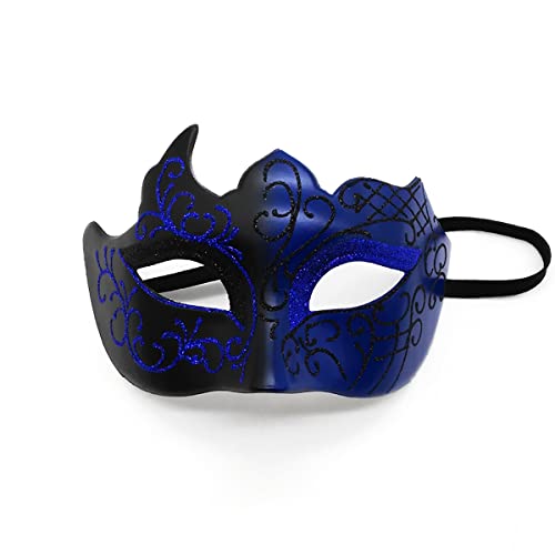 Seglory Venezianische Masken, Maskerade Maske Venezianischen Cosplay Fasching Verkleidung Maskenball Venedig Karneval Mottoparty Kostüm Maske für Herren und Damen (Schwarz Blau) von Seglory
