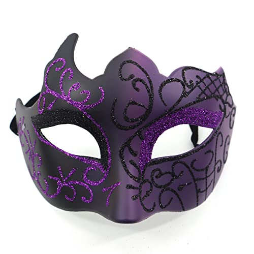 Seglory Venezianische Masken, Maskerade Maske Venezianischen Cosplay Fasching Verkleidung Maskenball Venedig Karneval Mottoparty Kostüm Maske für Herren und Damen (Schwarz Violett) von Seglory