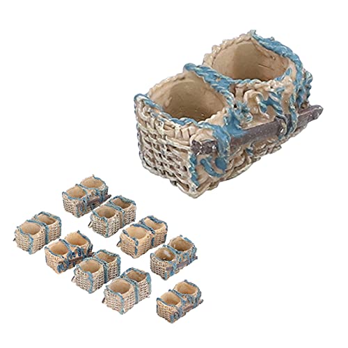 Miniatur-Rattankorb-Ornamente, Simulationskorb, Mikro-Landschafts-Bonsai-Dekoration für Feengarten, DIY-Design, hochwertiges Harzmaterial, leicht, sicher, umweltfreundlich, von Segrehy
