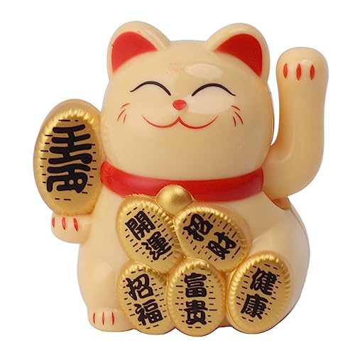 Segutage Mini Solar Winkekatze 2inch, Automatische Winkende Katze Dekofigur, Chinesische Glückskatze Lucky Cat für Fensterbank Schreibtisch Dekoration Häuser Restaurants Hotels Autoarmatur (Gelb) von Segutage
