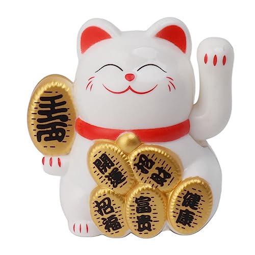 Segutage Mini Solar Winkekatze 2inch, Automatische Winkende Katze Dekofigur, Chinesische Glückskatze Lucky Cat für Fensterbank Schreibtisch Dekoration Häuser Restaurants Hotels Autoarmatur (Weib) von Segutage