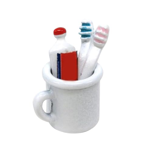 Dollhouse Badezimmerzubehör Miniatur Zahnbürsten Zahnpasta Tasse Set Kinder Spielzeug weiße Heimdekoration Zubehör von Sehoangd