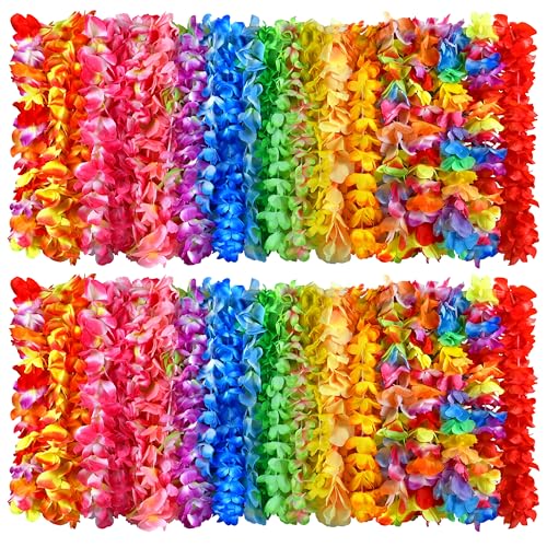 50 Stück Hawaii-Blumen-Halskette mit tropischem Hawaii-Thema für Sommer, Strand, Party, Dekorationen für Geburtstagsparty, Gastgeschenk von Seifar