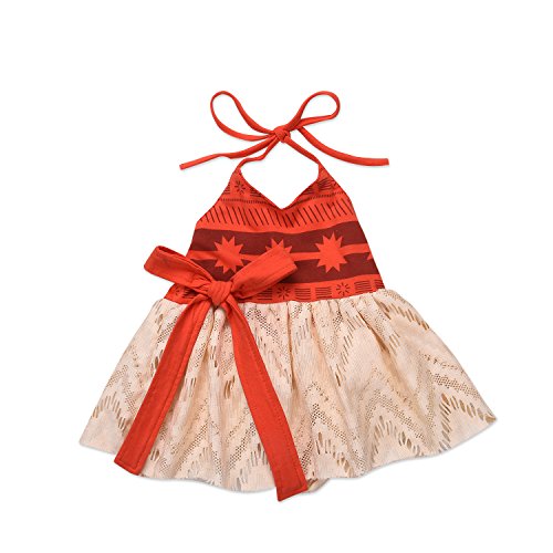 Sejardin Baby Mädchen Moana Fancy Dress Strampler Schwester Passende Rüschen Spitze Outfits Kostüm (0-6 Monate, Neckholderkleid) von Sejardin