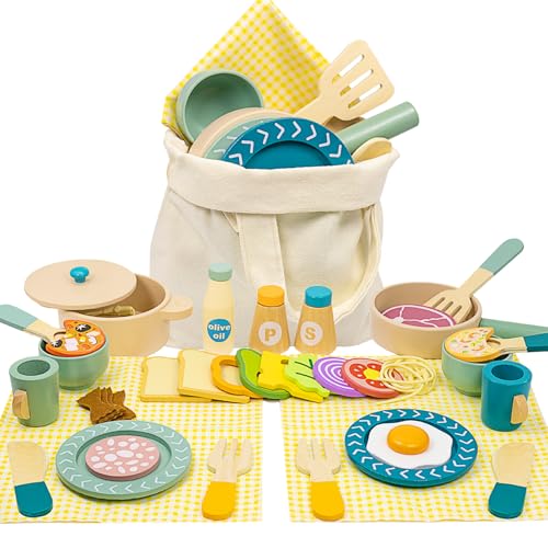 36-teiliges Holzspielzeug-Set mit Töpfen und Pfannen für Kleinkinder, Küchenspielzeug aus Holz, Zubehör, Kochset, Lebensmittel, Kochgeschirr, Rollenspielspielzeug für Kinder, Mädchen und Jungen 36-teiliges Holzspielzeug-Set mit Töpfen und Pfannen für Kleinkinder, Küchenspielzeug aus Holz, Zubehör, Kochset, Lebensmittel, Kochgeschirr, Rollenspielspielzeug für Kinder, Mädchen und Jungen von Sekepingo