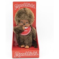 Monchhichi Plüschfigur Junge Dunkelhäutig mit Latz rot/braun 20cm von Sekiguchi