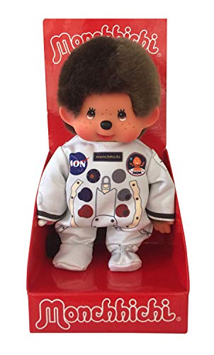 Sekiguchi 221257 - Original Monchhichi Junge Astronaut, aus braunem Plüsch, im weißen Raumfahrtoverall, ca. 20 cm von Sekiguchi