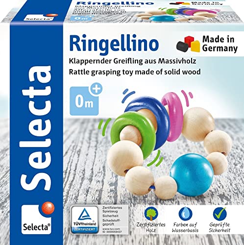 Selecta 61070 Ringellino, klappernder Greifling aus Holz, 8,5 cm von Selecta