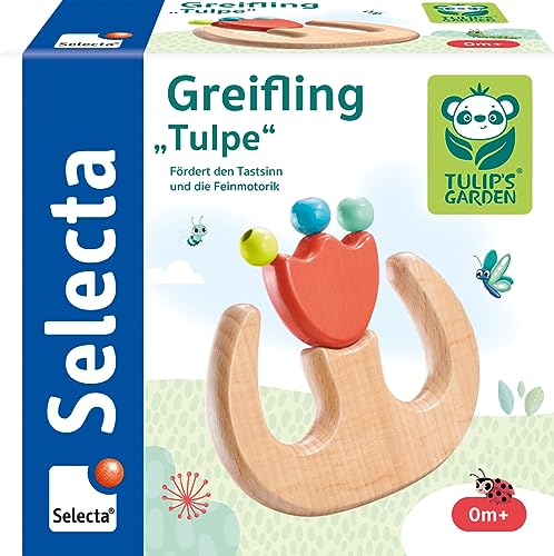 Selecta 61074 Tulips Garden, Greifling Tulpe, 9,5 cm, aus Holz, bunt von Selecta