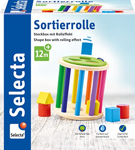 Selecta 62007 Sortierrolle, Sortier und Steckspiel aus Holz, 1 Jahr to 3 Jahre, 13 cm von Selecta