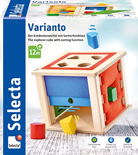 Selecta 62019 Varianto, Sortier-und Steckspiel aus Holz, 10 Monate to 3 Jahre, 15 cm, bunt von Selecta