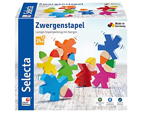 Selecta 62039 Zwergenstapel, Stapelspielzeug aus Holz, 7 Stück von Selecta