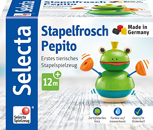 Selecta 62041 Stapelfrosch Pepito, Stapelspielzeug aus Holz, 10 cm von Selecta