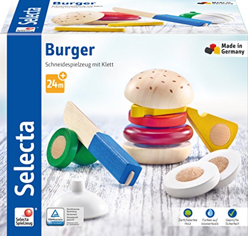 Selecta 62068 Burger, Klett und Schneidespielzeug, 12 Teile, bunt von Selecta